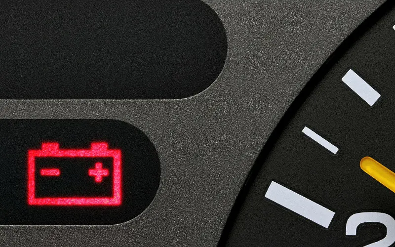 علت روشن شدن چراغ باطری